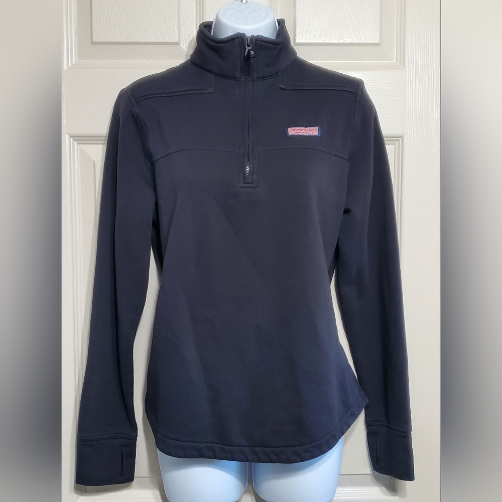 Vineyard Vines Size XS Cotton Women's Black Quarter-Zip Pullover Pre-owned